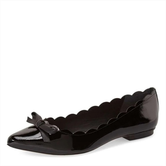 Kate Spade Eleni Flex Scalloped Ballerina Flat Patent Leather Black US 8 M - Picture 3 of 5